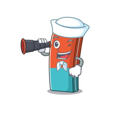 Silgi çizgi filmi mutlu denizci tarzı dürbünle