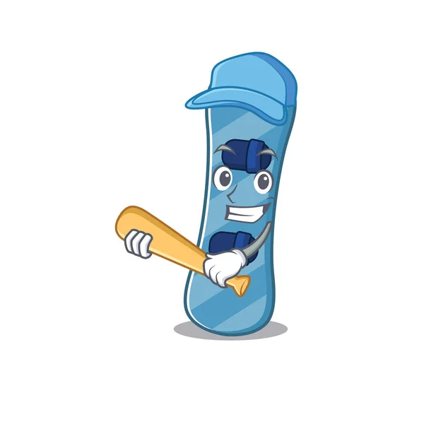Conception de personnage de dessin animé de snowboard sportif avec baseball — Image vectorielle