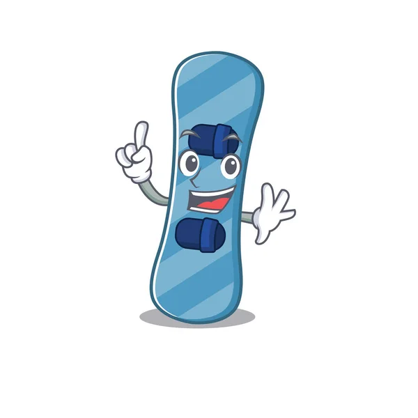 One Finger snowboard in mascot cartoon character style — Stock Vector