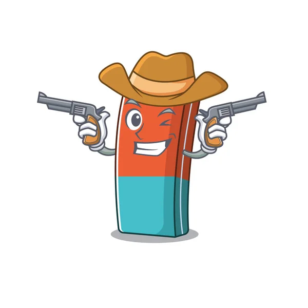 Eraser dressed as a Cowboy having guns — Stock Vector