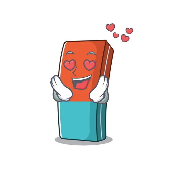 Falling in love cute eraser cartoon character design — 스톡 벡터