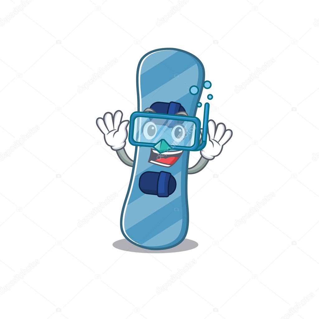 cartoon character of snowboard wearing Diving glasses
