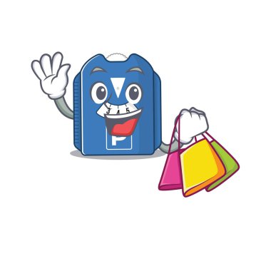 El sallayan ve alışveriş torbası tutan mutlu bir park diski.