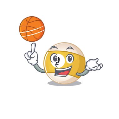 Basketbol oynayan karikatür karakterinin maskot resmi.