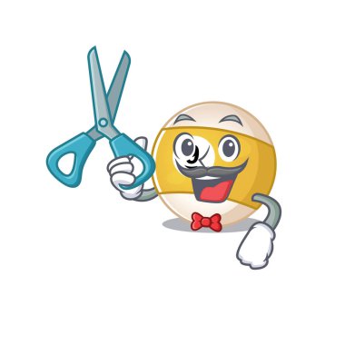 Gülen Komik Berber bilardo topu çizgi film karakteri tasarım stili