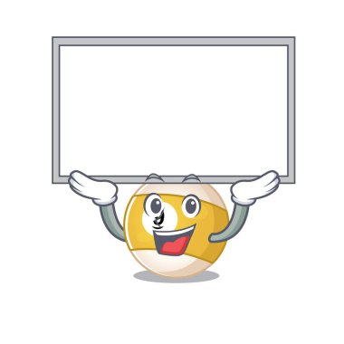 Havaya kaldırılmış bilardo topunun maskot resmi.