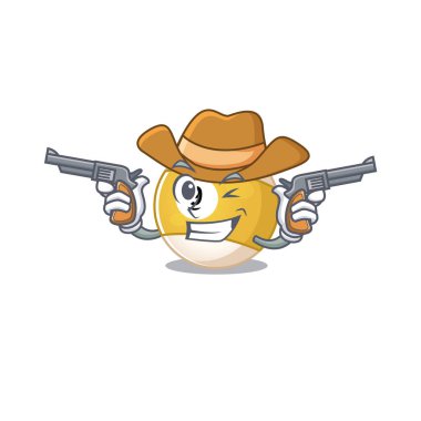 Kovboy gibi giyinmiş, silahlı bilardo topu.