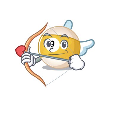 Romantik bilardo topu Oklu ve kanatlı Cupid çizgi film karakteri