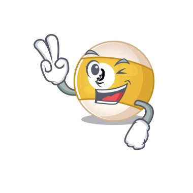 Bilardo topu maskotu, iki parmaklı çizgi film karakteri.