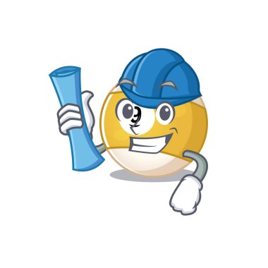 Zarif mimar bilardo topu mavi iz ve mavi kaskla