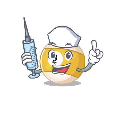 Gülen hemşire bilardo topu şırıngalı çizgi film karakteri