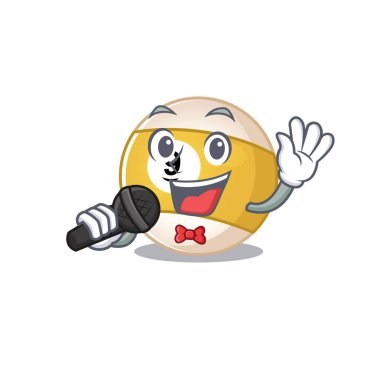 Mikrofonda şarkı söyleyen mutlu bilardo topları