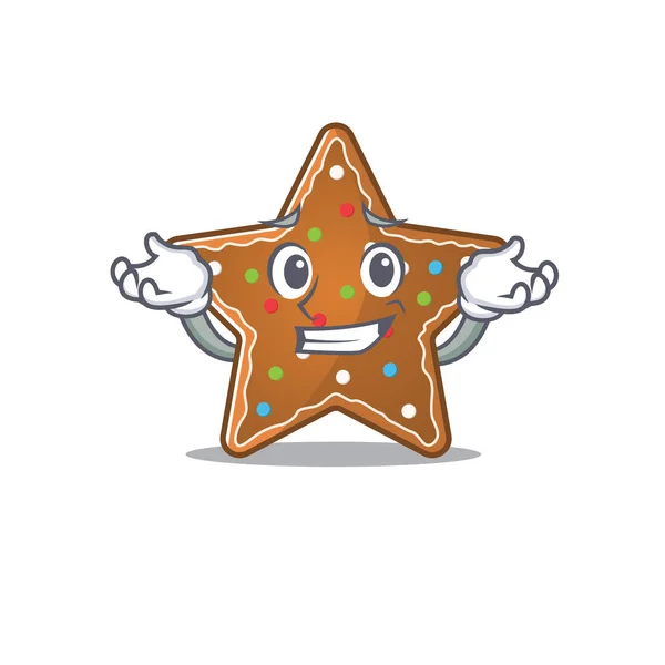 Super drôle sourire pain d'épice étoile mascotte style de dessin animé — Image vectorielle