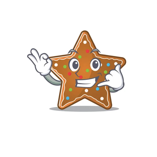 Πες με αστείο gingerbread star μασκότ στυλ εικόνας — Διανυσματικό Αρχείο