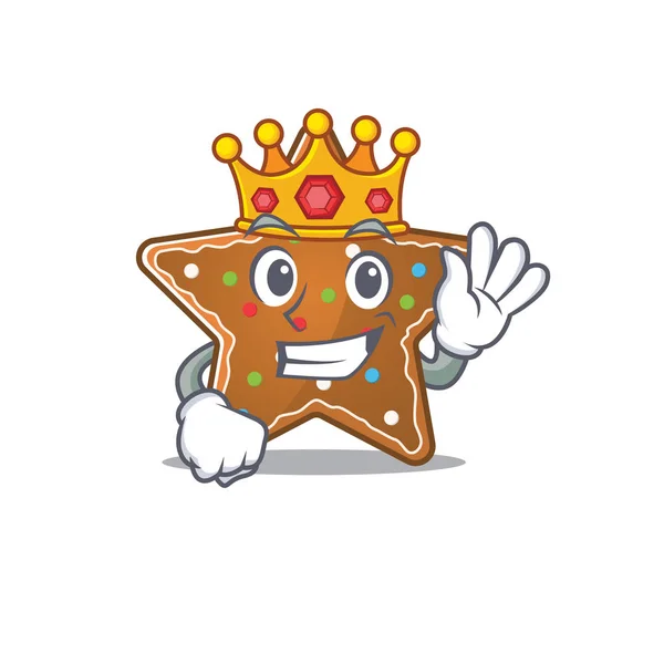 Une superbe étoile en pain d'épice stylisée du style mascotte de King on cartoon — Image vectorielle