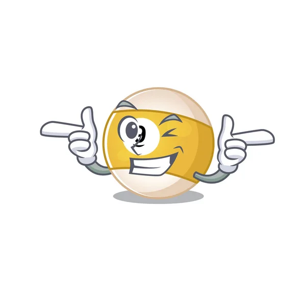 Diseño de dibujos animados mascota de la bola de billar con ojo guiño — Vector de stock