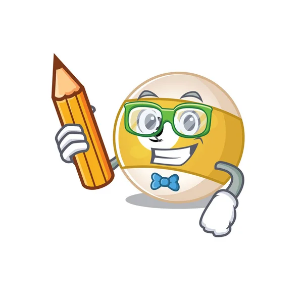 Uma imagem do estudante bilhar personagem bola segurando lápis —  Vetores de Stock