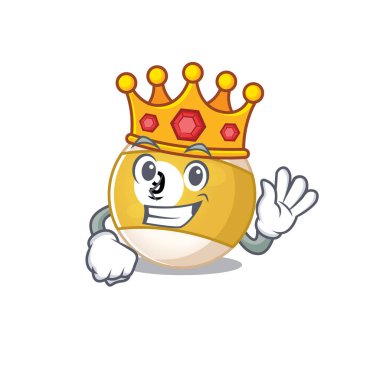 King 'in maskot stili bilardo topunun göz kamaştırıcı görüntüsü.