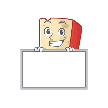 Tahtayla sırıtan Hollanda peynirinin şirin bir resmi.