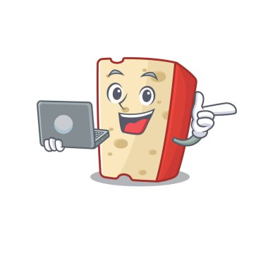 Laptopla çalışan Hollanda peynirinin akıllı karakteri