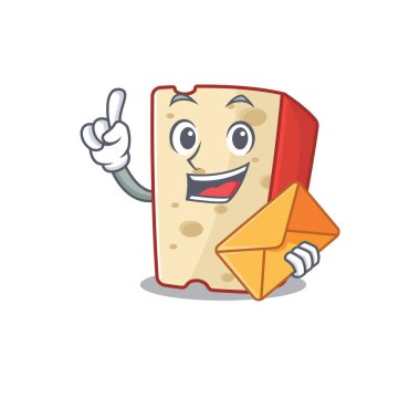 Neşeyle Hollanda peyniri maskot tasarımı ile zarf