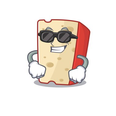 Süper havalı Hollanda peyniri karakteri siyah gözlük takıyor.