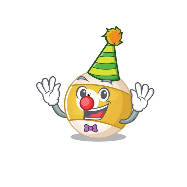 Смешной персонаж-талисман клоуна с бильярдным шаром — стоковый вектор
