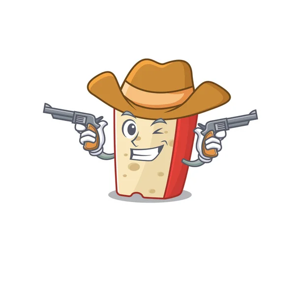 Queso holandés vestido como un vaquero con armas — Vector de stock