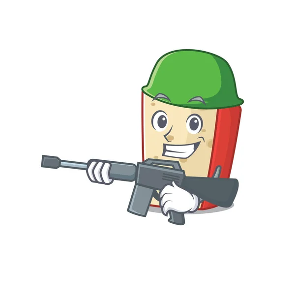 A cartoon design of dutch cheese Army with machine gun — 스톡 벡터
