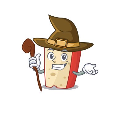 Cadı gibi giyinmiş Hollanda peynirinin maskot stili.