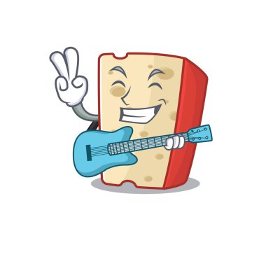 Gitarlı bir Hollanda peyniri maskotu