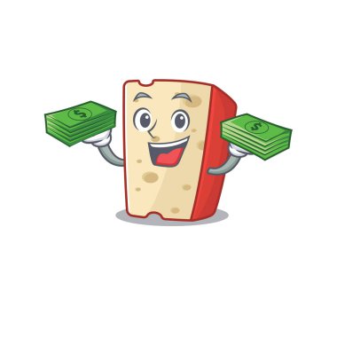 Ellerinde para olan mutlu zengin Hollanda peyniri karakteri