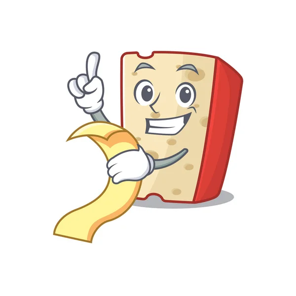 Смішний мультиплікаційний персонаж голландського сиру з меню — стоковий вектор