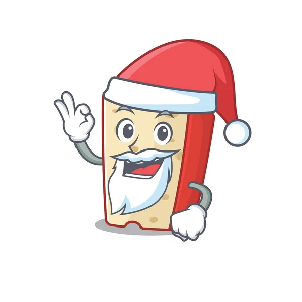 Una imagen del estilo de la mascota del queso holandés de Santa con el dedo ok — Vector de stock