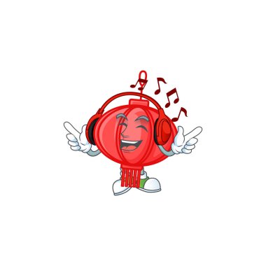 Çin müziği dinleyen Lampion maskot karakter tasarımı