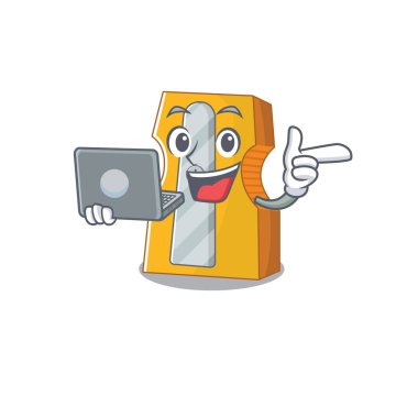 Kalem açacağının akıllı karakteri dizüstü bilgisayarla çalışıyor