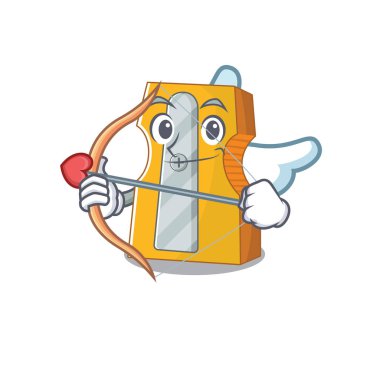 Romantik kalem açacağı. Oklu ve kanatlı Cupid çizgi film karakteri.