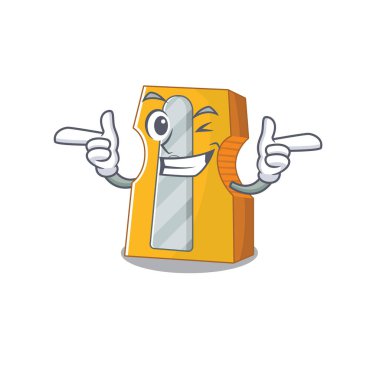 Maskot çizgi film tasarımı. Göz kırpan kalemtıraş.