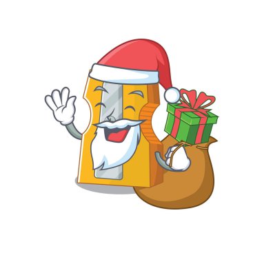 Noel Baba kalem açacağı Çizgi film karakteri tasarımında hediye kutusu var