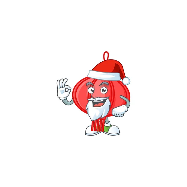 Uma imagem do estilo de imagem de mascote de lampião chinês de Santa com dedo ok —  Vetores de Stock
