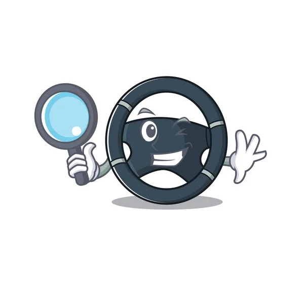 Cool y Smart coche de dirección Detective estilo mascota de dibujos animados — Vector de stock