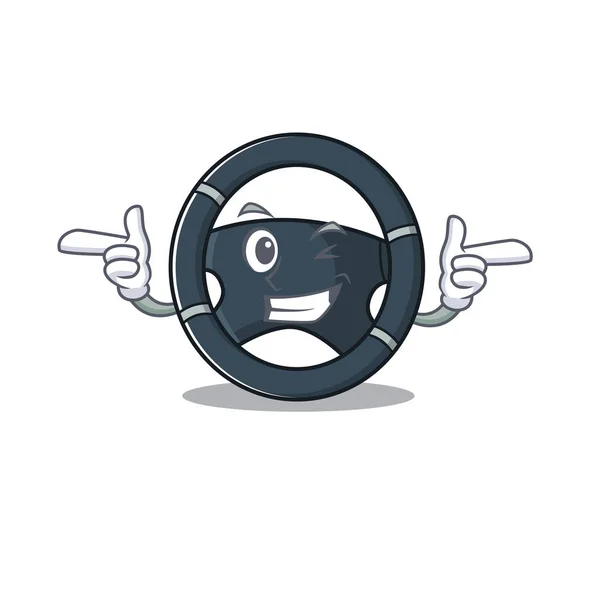 Diseño de dibujos animados mascota de la dirección del coche con ojo guiño — Vector de stock