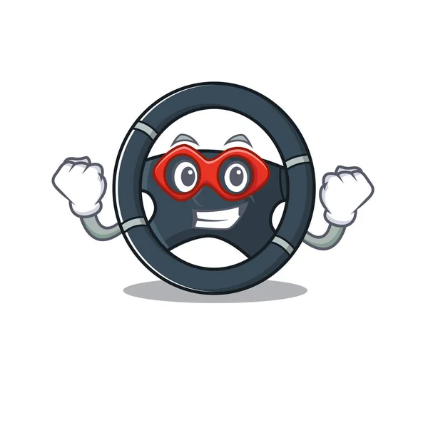 Smiley mascota de la dirección del coche vestido como un superhéroe — Vector de stock