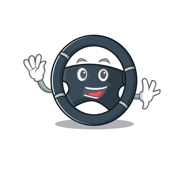 Ondeando coche amigable dirección dibujos animados diseño de personajes — Vector de stock