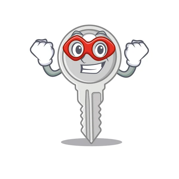 Uśmiechnięta maskotka klucza przebrana za Super bohatera — Wektor stockowy