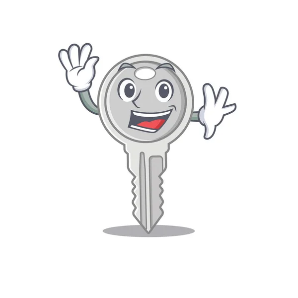 Waving friendly key in cartoon character design — Stockový vektor