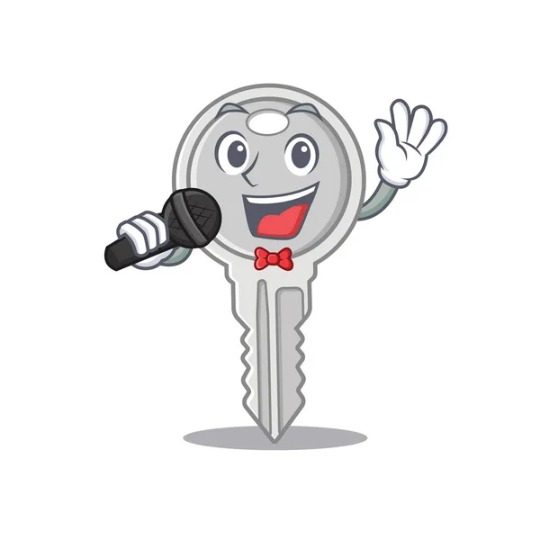 Happy Key cantando en un micrófono — Vector de stock