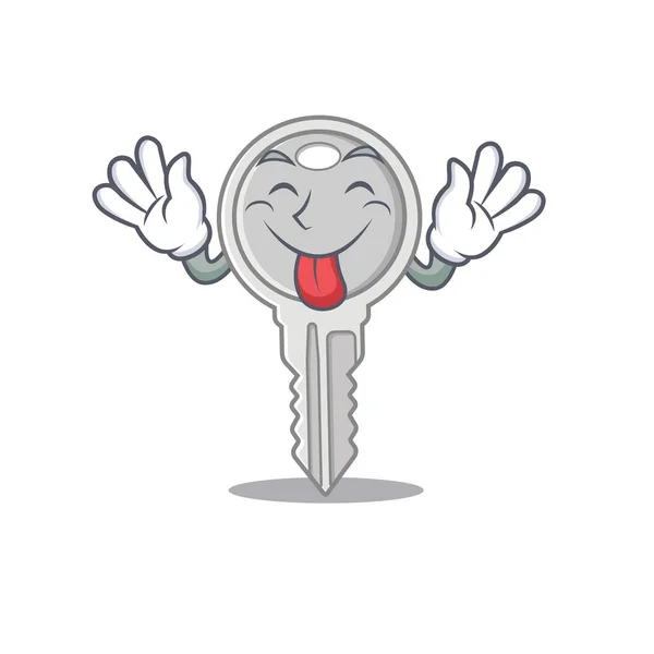 Carino chiave cartone animato stile mascotte con lingua fuori — Vettoriale Stock