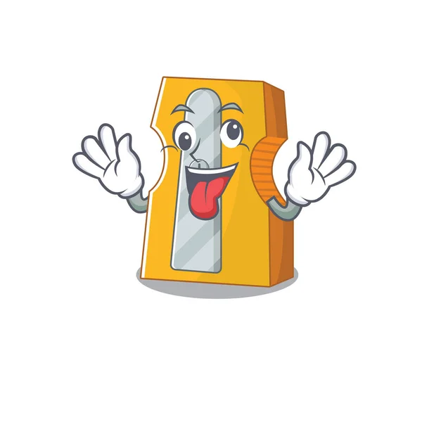 Pencil sharpener Cartoon character style with a crazy face — 스톡 벡터