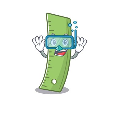 Dalış gözlüğü takan bir cetvel karakteri.